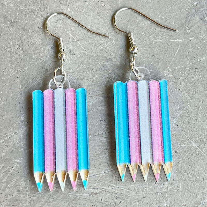 Wholesale Rainbow Game Mushroom Elf Summer Drink Colored Pen Acrylic Fun Earrings